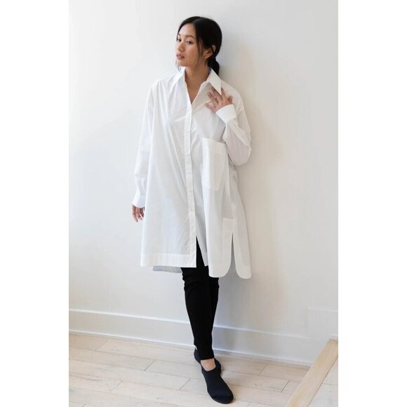 Cowley Studios White Cotton Lagenlook Relaxed Fit Shirt Dress M - Picture 2 of 6